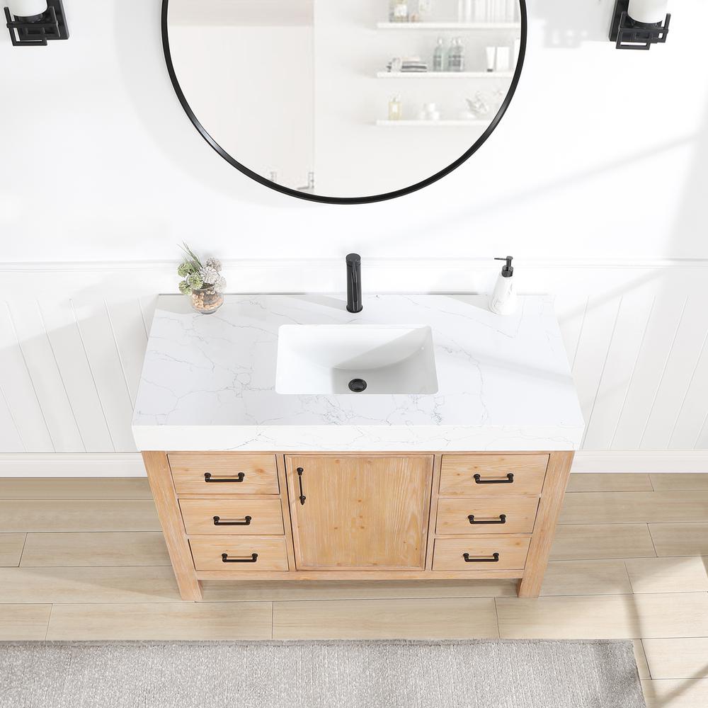 Free-standing Single Bathroom Vanity with Composite top and Mirror. Picture 5