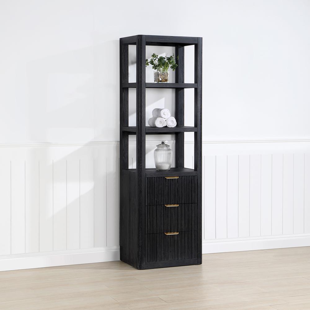 Black Storage Cabinet with 3 Drawers 3 Shelves for Bathroom and Living Room. Picture 4