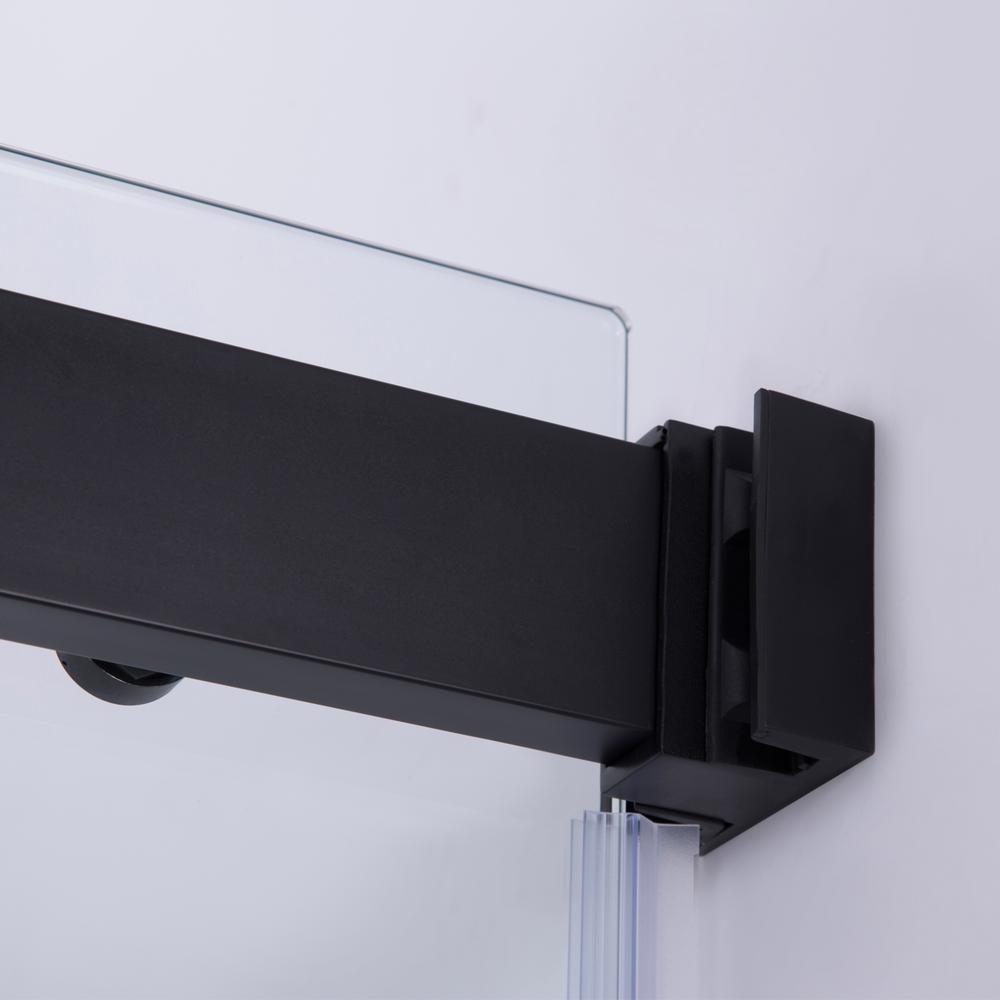 Spezia 48" W x 76" H Double Sliding Frameless Shower Door in Matte Black. Picture 5