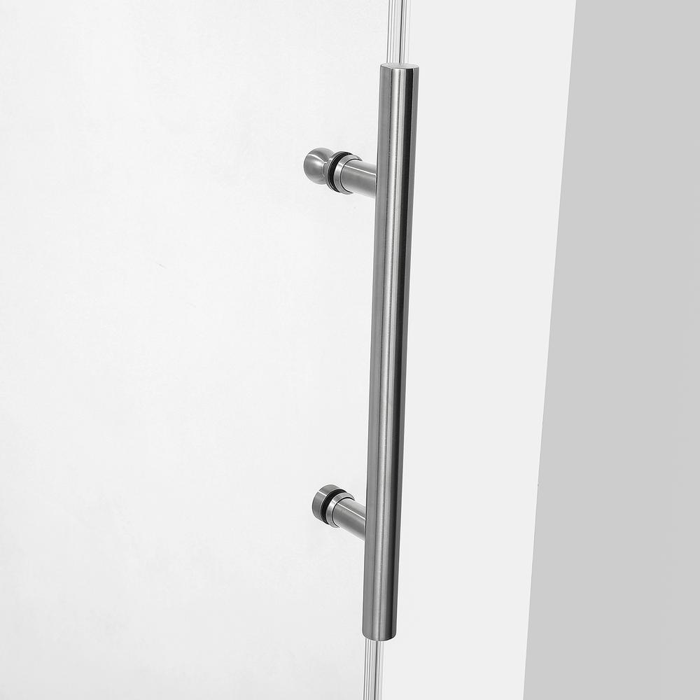 Villena 56" W x 78" H Single Sliding Frameless Shower Door in Brushed Nickel. Picture 5