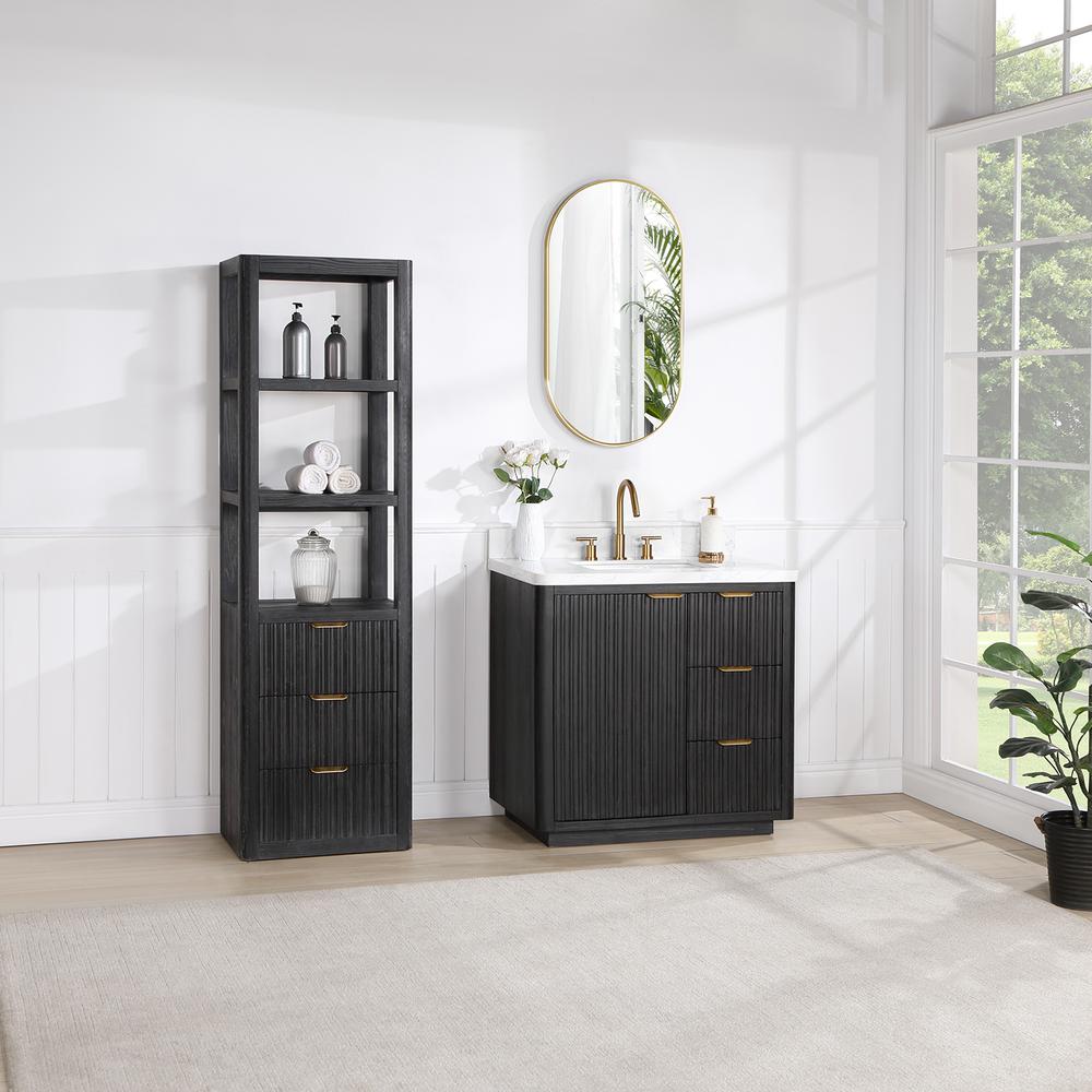 Free-standing Single Bathroom Vanity with Composite top and Mirror. Picture 4