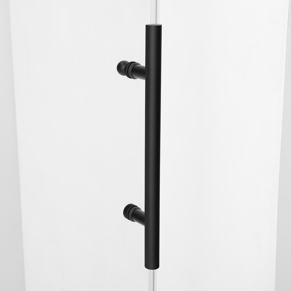 Villena 56" W x 78" H Single Sliding Frameless Shower Door in Matte Black. Picture 6