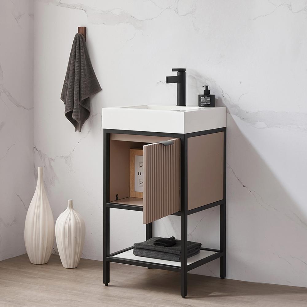 Single Sink Bath Vanity with One-Piece Composite Stone Sink Top. Picture 6
