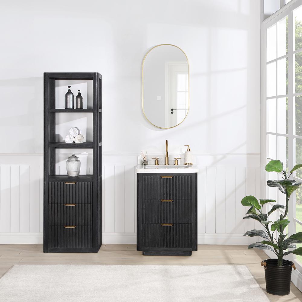 Black Storage Cabinet with 3 Drawers 3 Shelves for Bathroom and Living Room. Picture 11