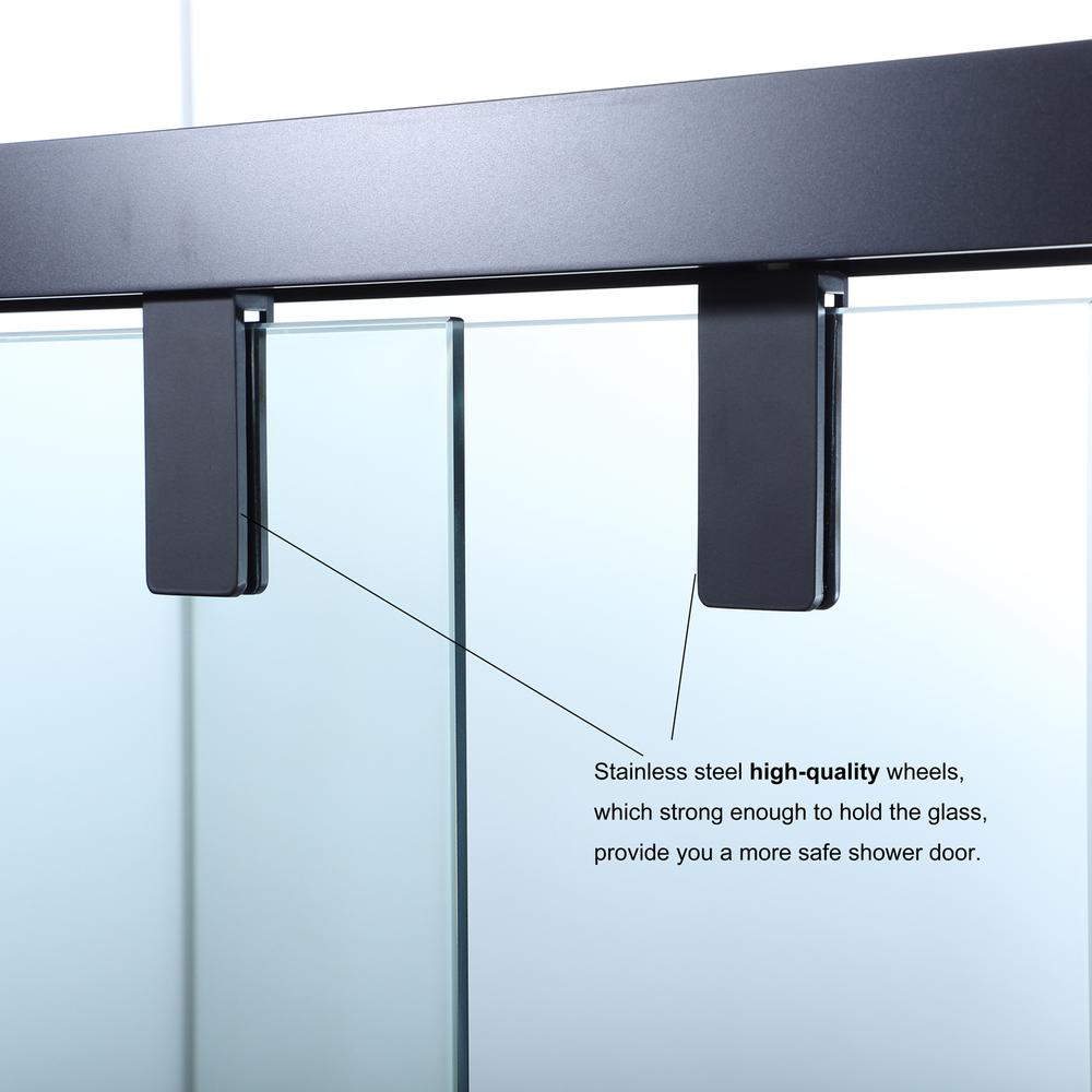 Brescia 48" W x 76" H Double Sliding Framed Shower Door in Matte Black. Picture 9