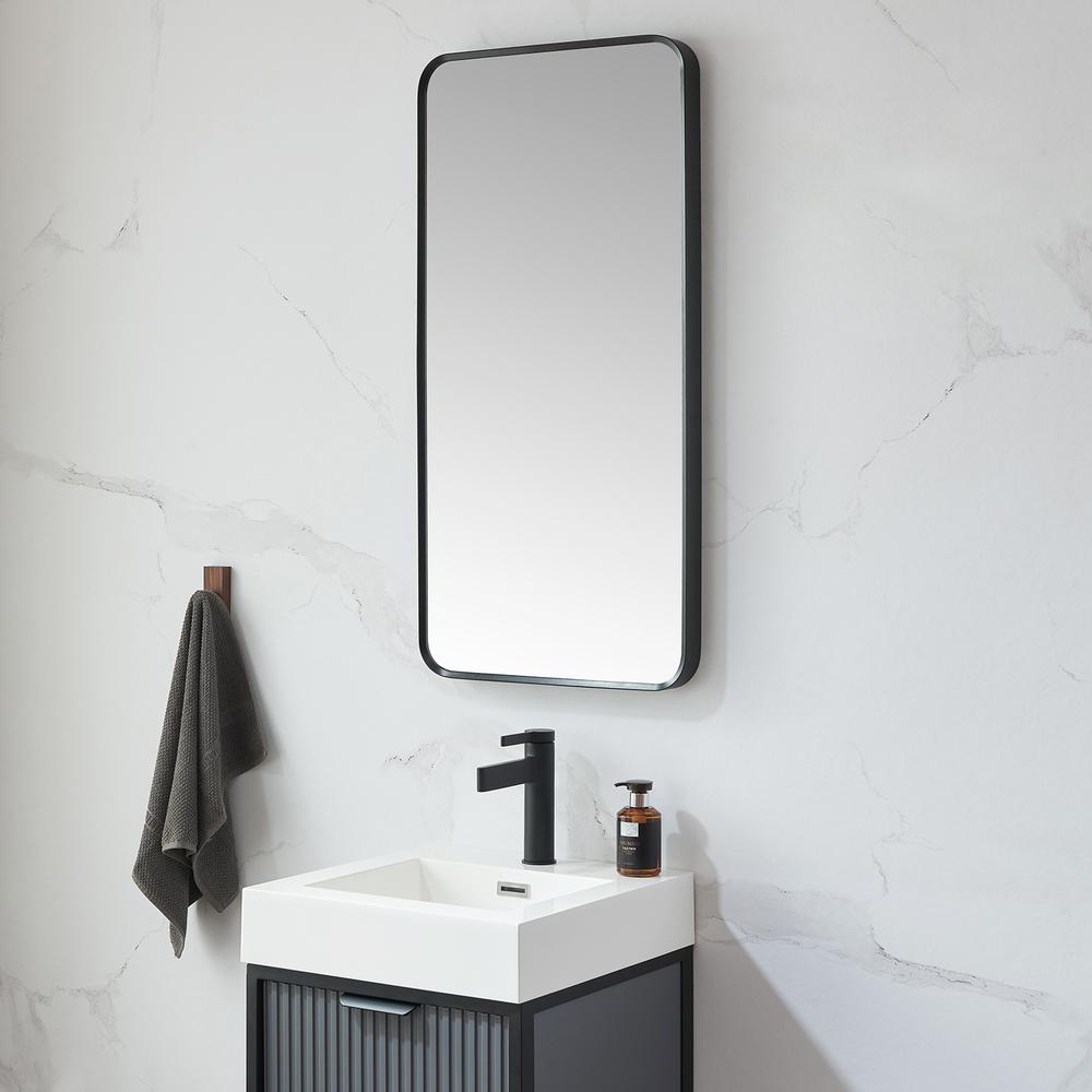 Mutriku 18 in. W x 36 in. H Rectangle Metal Wall Mirror in Brushed Black. Picture 4
