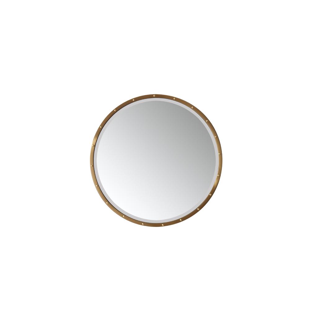 Cuneo 28" Circle Bathroom/Vanity Brushed Gold framed Wall Mirror. Picture 1