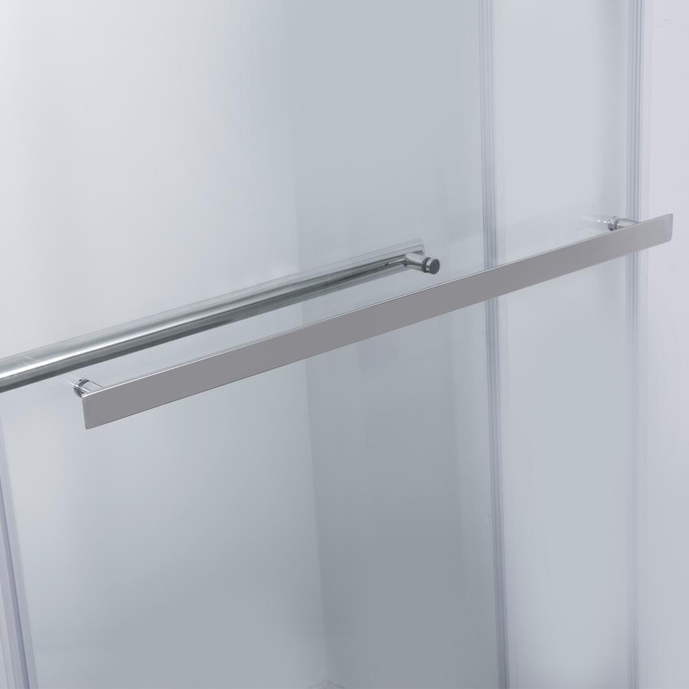 Spezia 60" W x 76" H Double Sliding Frameless Shower Door in Polished Chrome. Picture 5