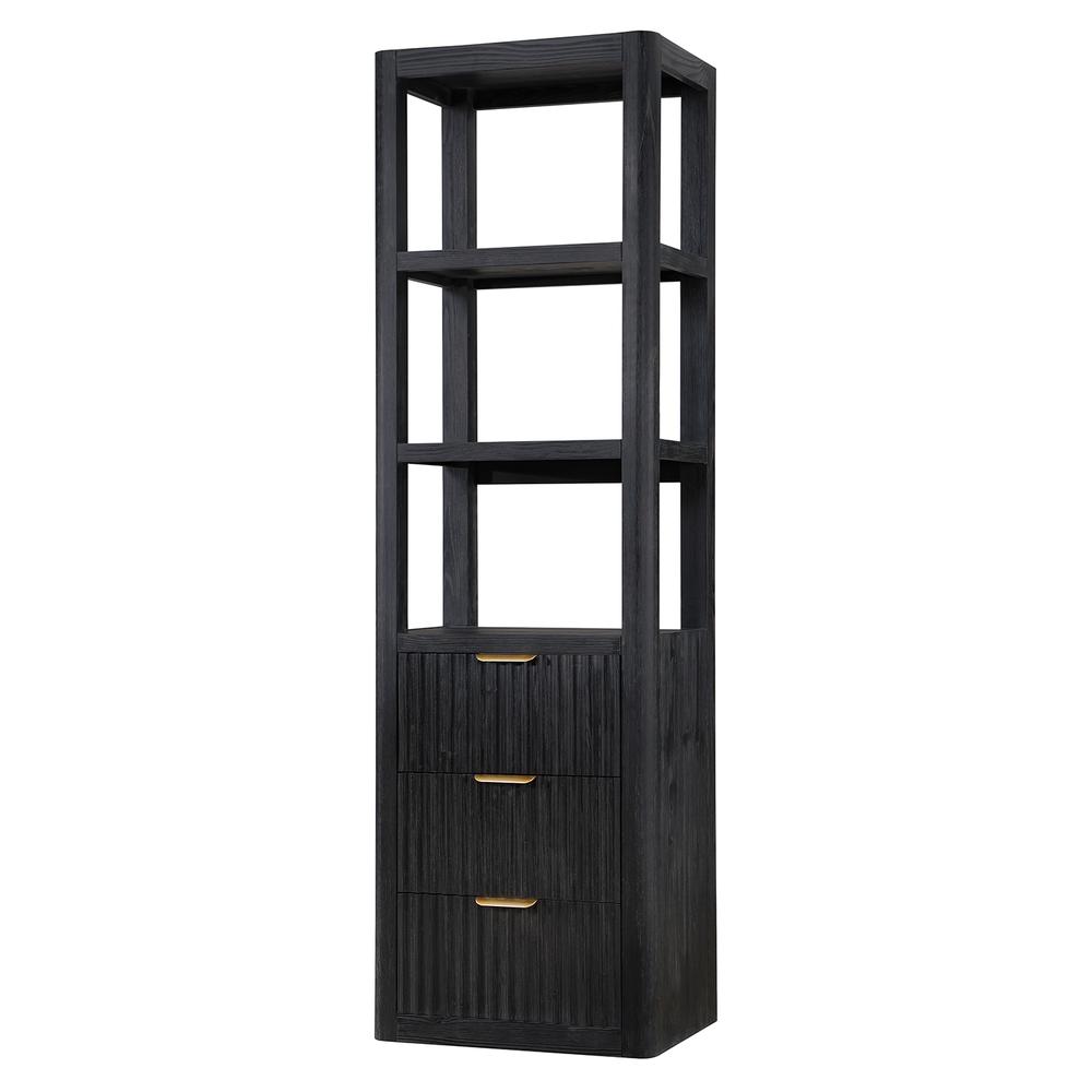 Black Storage Cabinet with 3 Drawers 3 Shelves for Bathroom and Living Room. Picture 1
