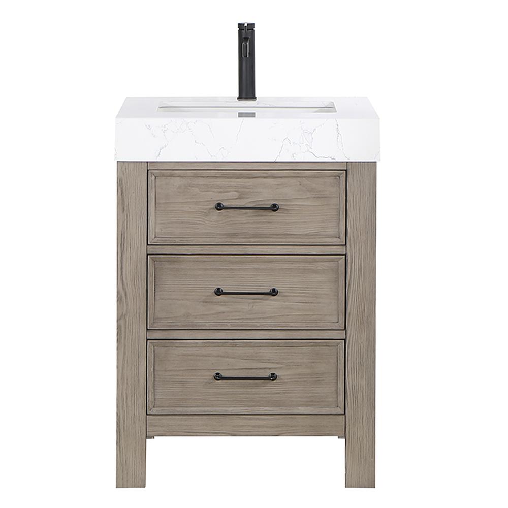 Free-standing Single Bathroom Vanity with Composite top in Lightning White. Picture 1