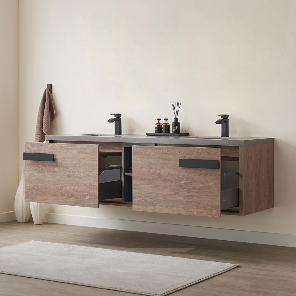 Carcastillo 72" Double Sink Bath Vanity with Grey Sintered Stone Top. Picture 4