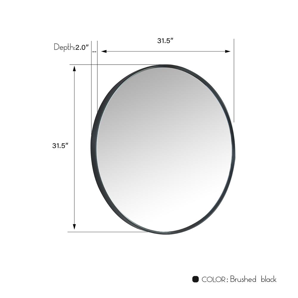 Cascante 32 in. W x 32 in. H Round Metal Wall Mirror in Brushed Black. Picture 8
