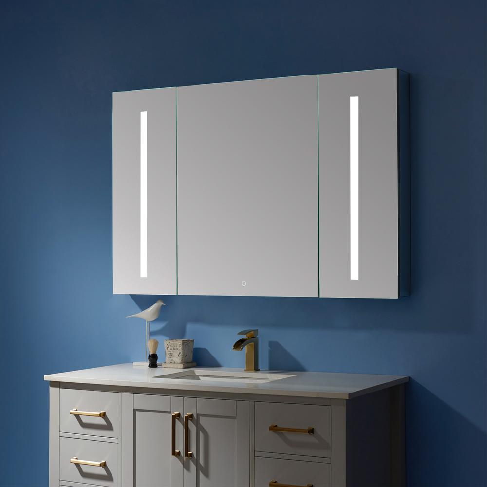48" Rectangle Frameless Lighted Medicine Cabinet Wall Mounted Mirror. Picture 3