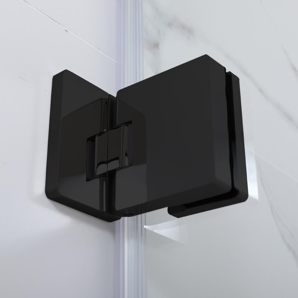 Napoli 34" W x 58" H Hinged Frameless Tub Door in Matte Black. Picture 3