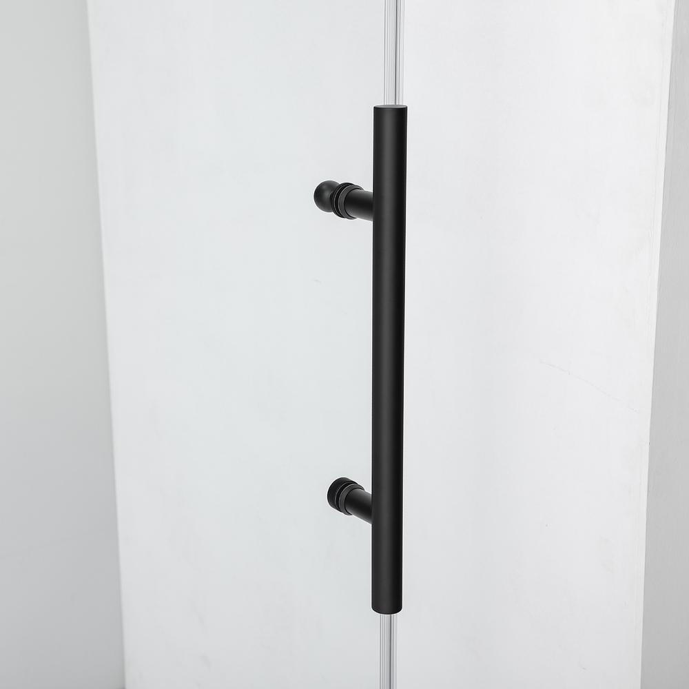 Villena 68" W x 78" H Single Sliding Frameless Shower Door in Matte Black. Picture 4