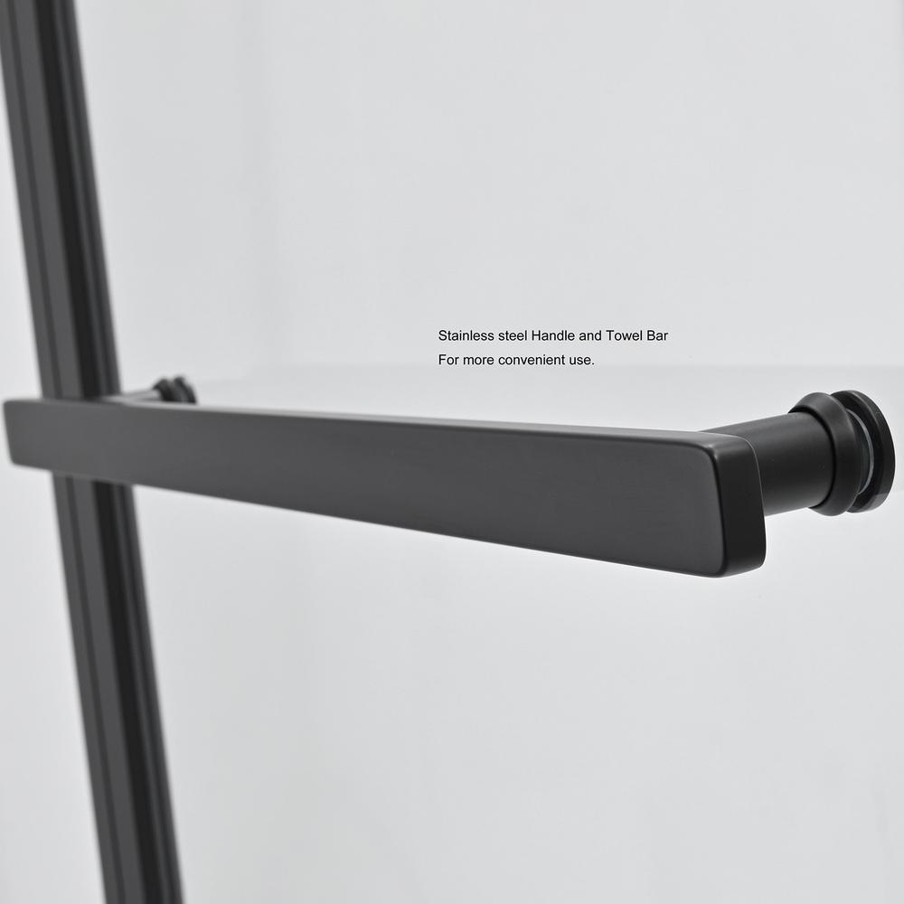 Canteras 39" x 55" H Hinged Frameless Tub Door in Matte Black. Picture 8