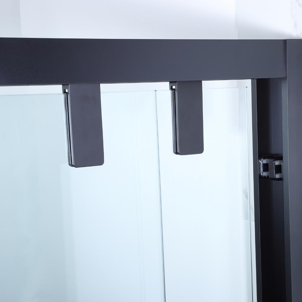 Brescia 48" W x 76" H Double Sliding Framed Shower Door in Matte Black. Picture 7