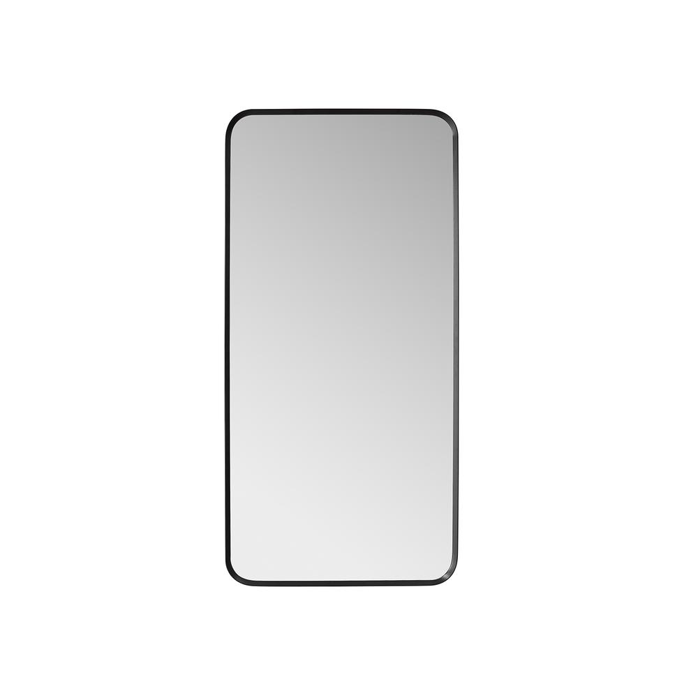 Mutriku 18 in. W x 36 in. H Rectangle Metal Wall Mirror in Brushed Black. Picture 1