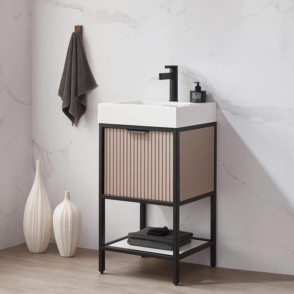 Single Sink Bath Vanity with One-Piece Composite Stone Sink Top. Picture 5