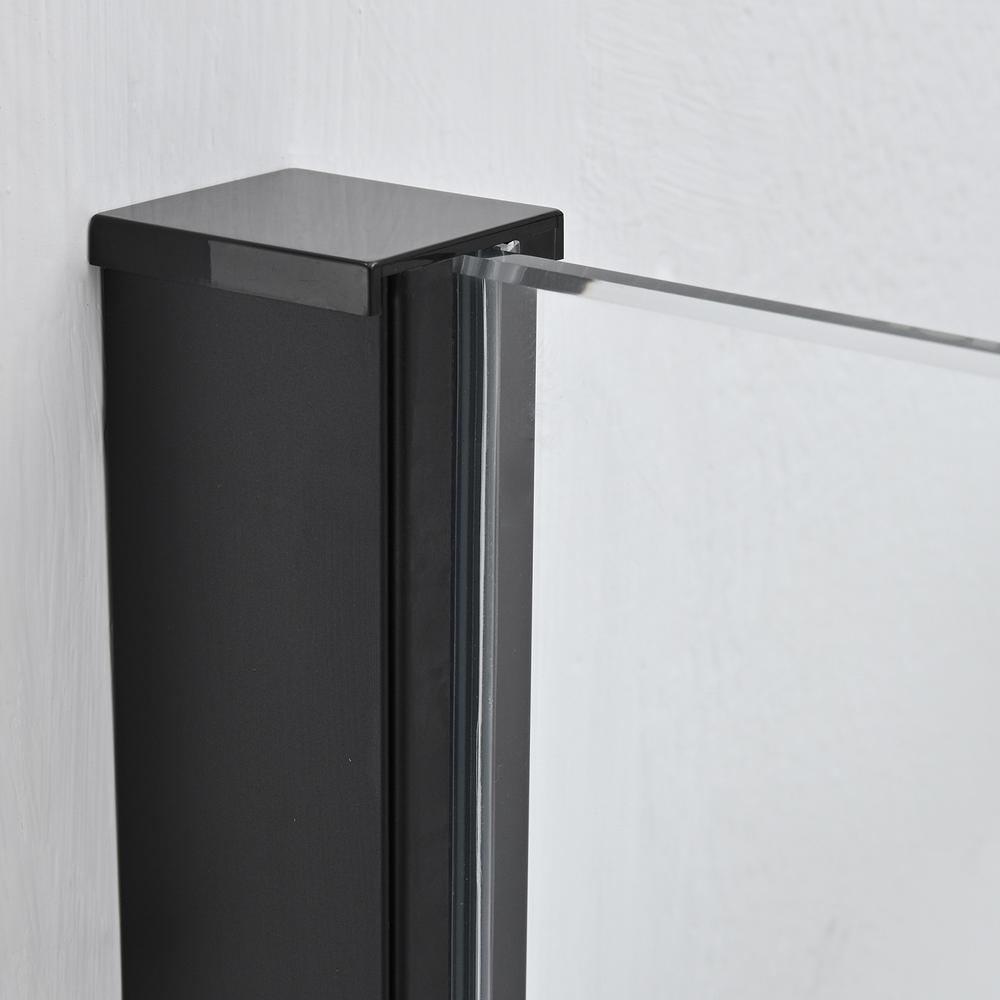 Canteras 39" x 55" H Hinged Frameless Tub Door in Matte Black. Picture 2