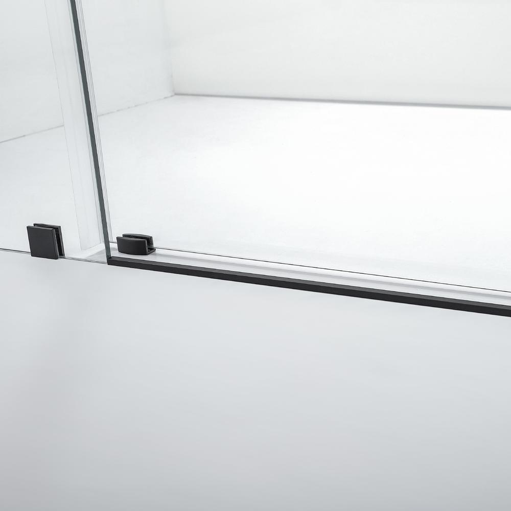 Villena 60" W x 78" H Single Sliding Frameless Shower Door in Matte Black. Picture 5