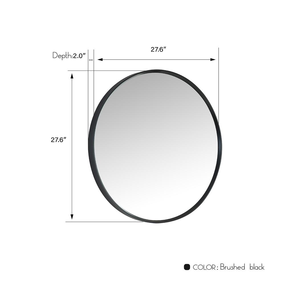 Cascante 28 in. W x 28 in. H Round Metal Wall Mirror in Brushed Black. Picture 8