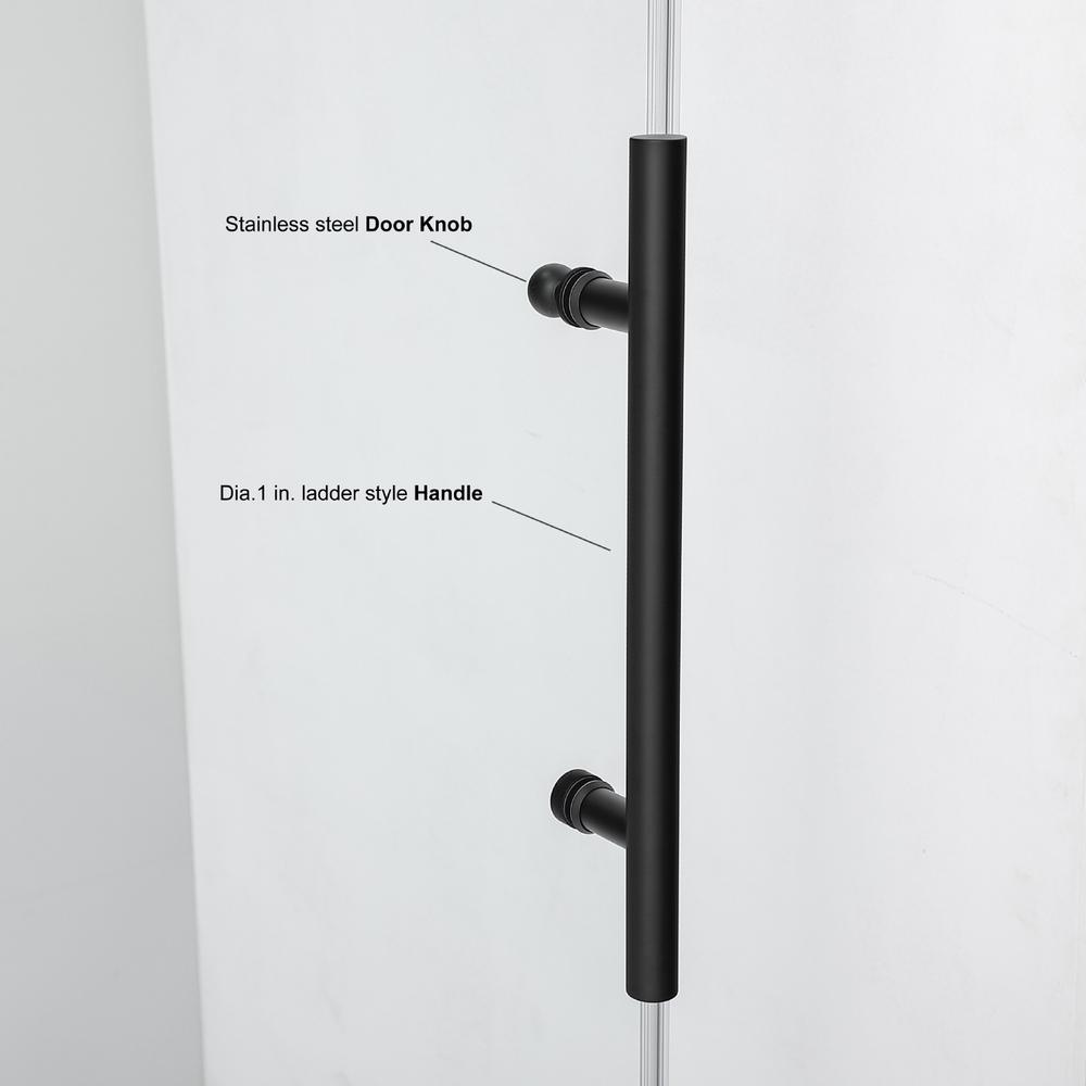 Villena 56" W x 78" H Single Sliding Frameless Shower Door in Brushed Nickel. Picture 7