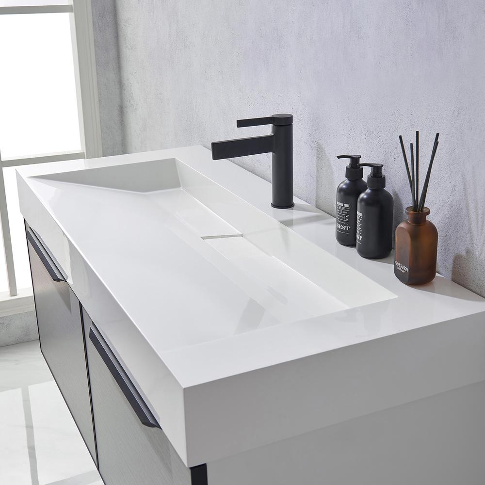 Vegadeo 48" Single Sink Bath Vanity in Grey One-Piece Composite Stone Sink Top. Picture 8