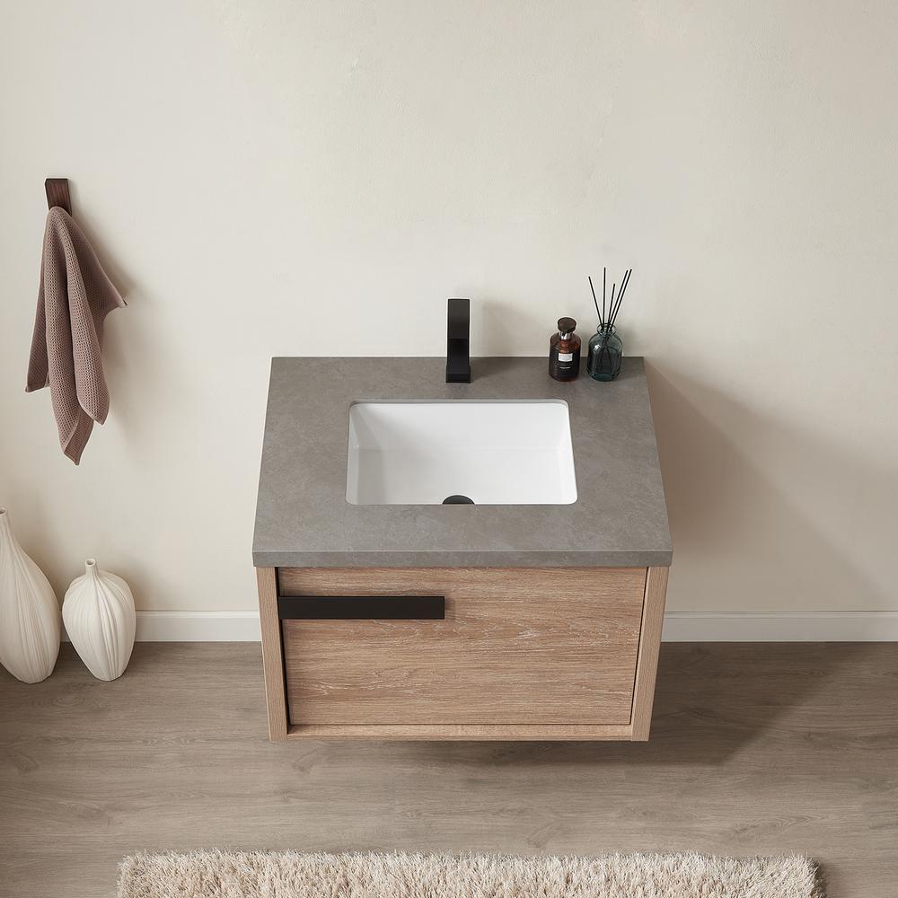 Carcastillo 30" Single Sink Bath Vanity with Grey Sintered Stone Top. Picture 6