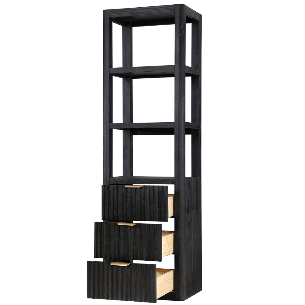 Black Storage Cabinet with 3 Drawers 3 Shelves for Bathroom and Living Room. Picture 2