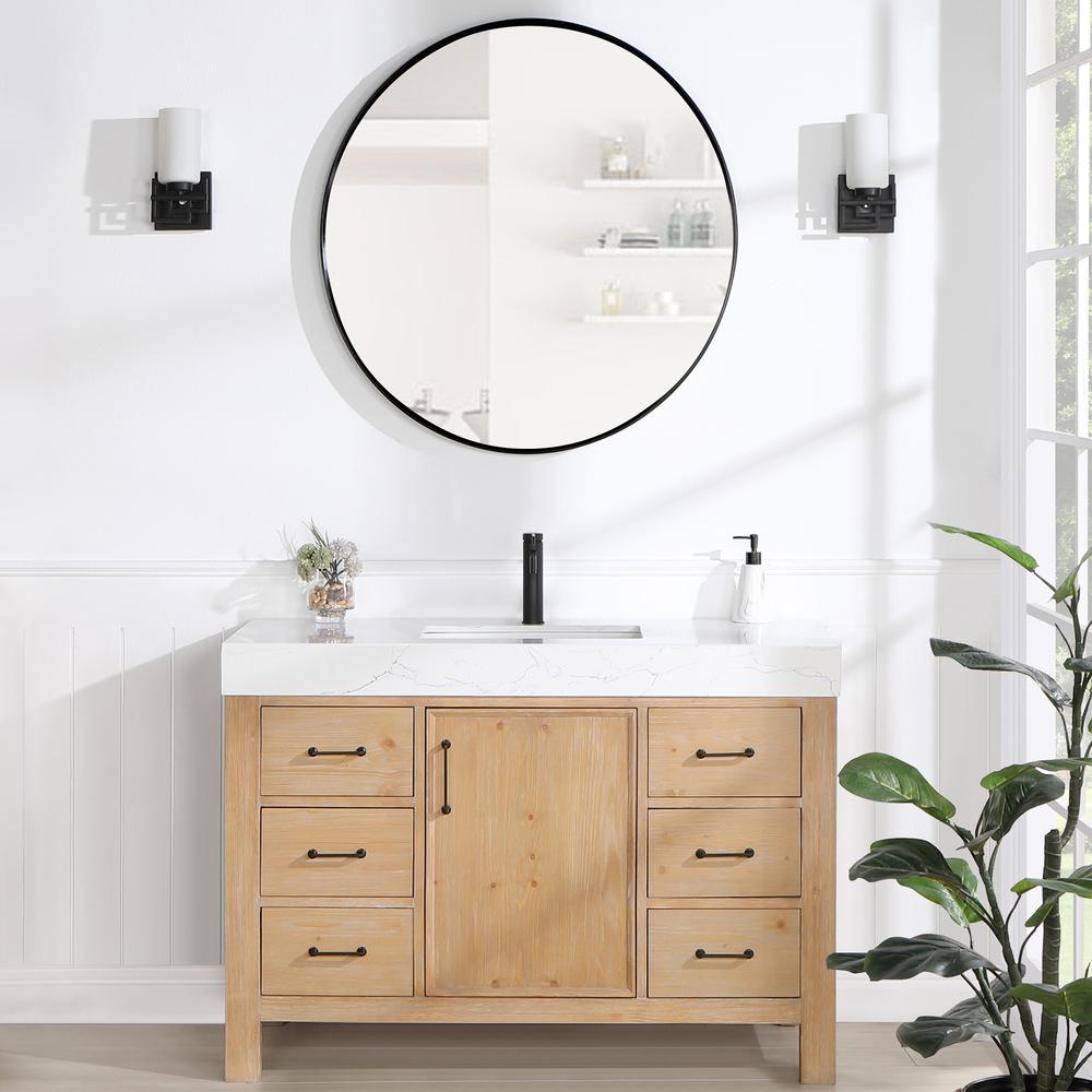 Free-standing Single Bathroom Vanity with Composite top and Mirror. Picture 10