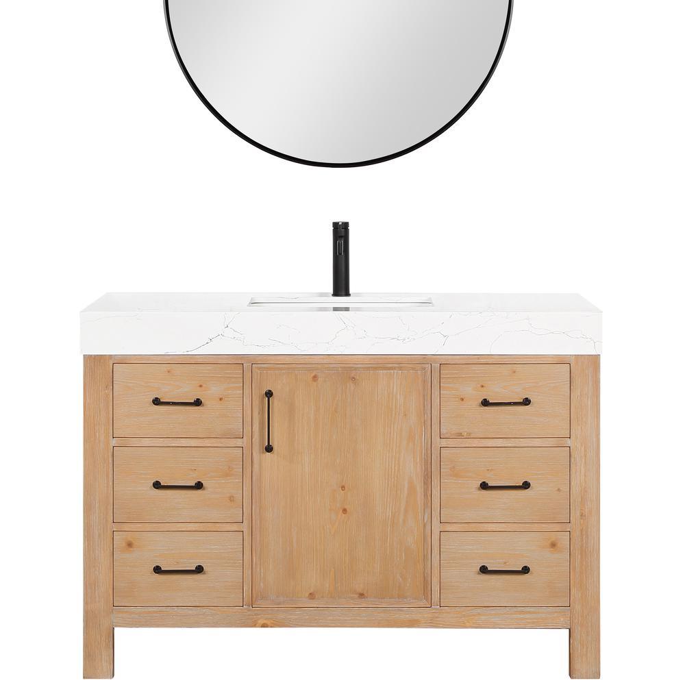 Free-standing Single Bathroom Vanity with Composite top and Mirror. Picture 1