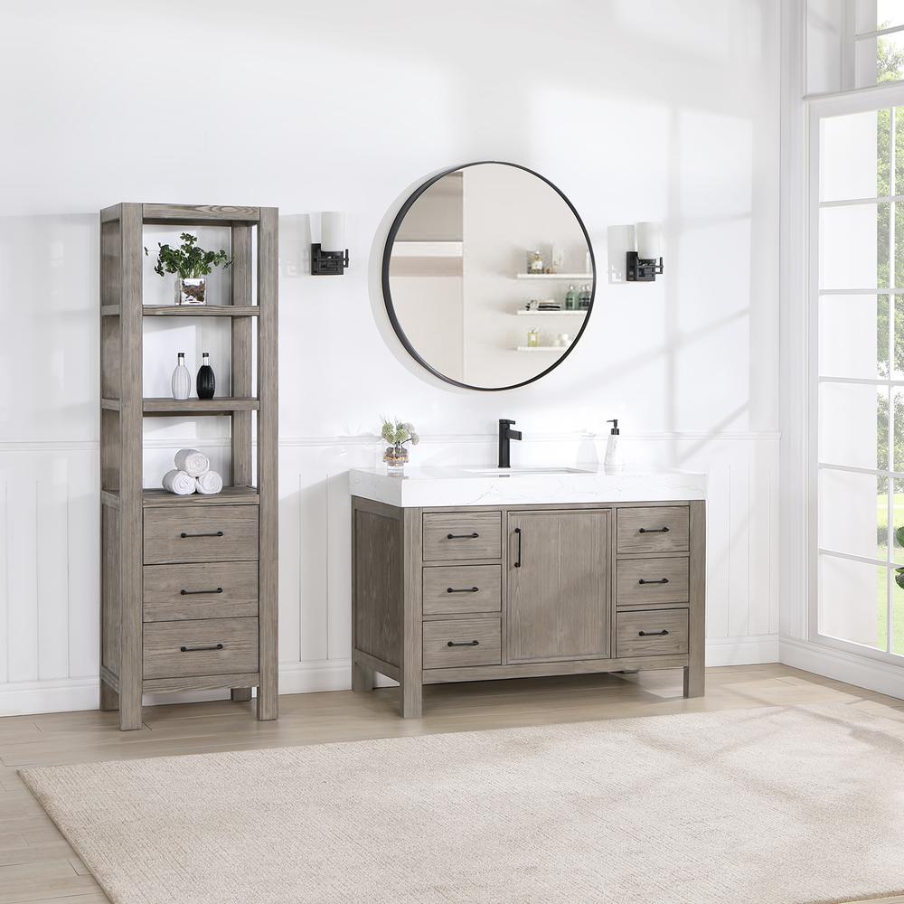 Free-standing Single Bathroom Vanity with Composite top and Mirror. Picture 4
