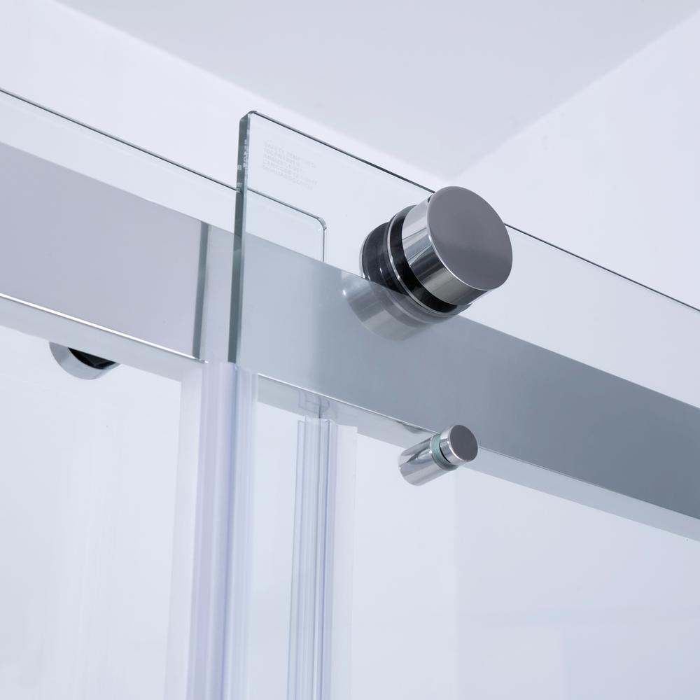 Spezia 60" W x 76" H Double Sliding Frameless Shower Door in Polished Chrome. Picture 8