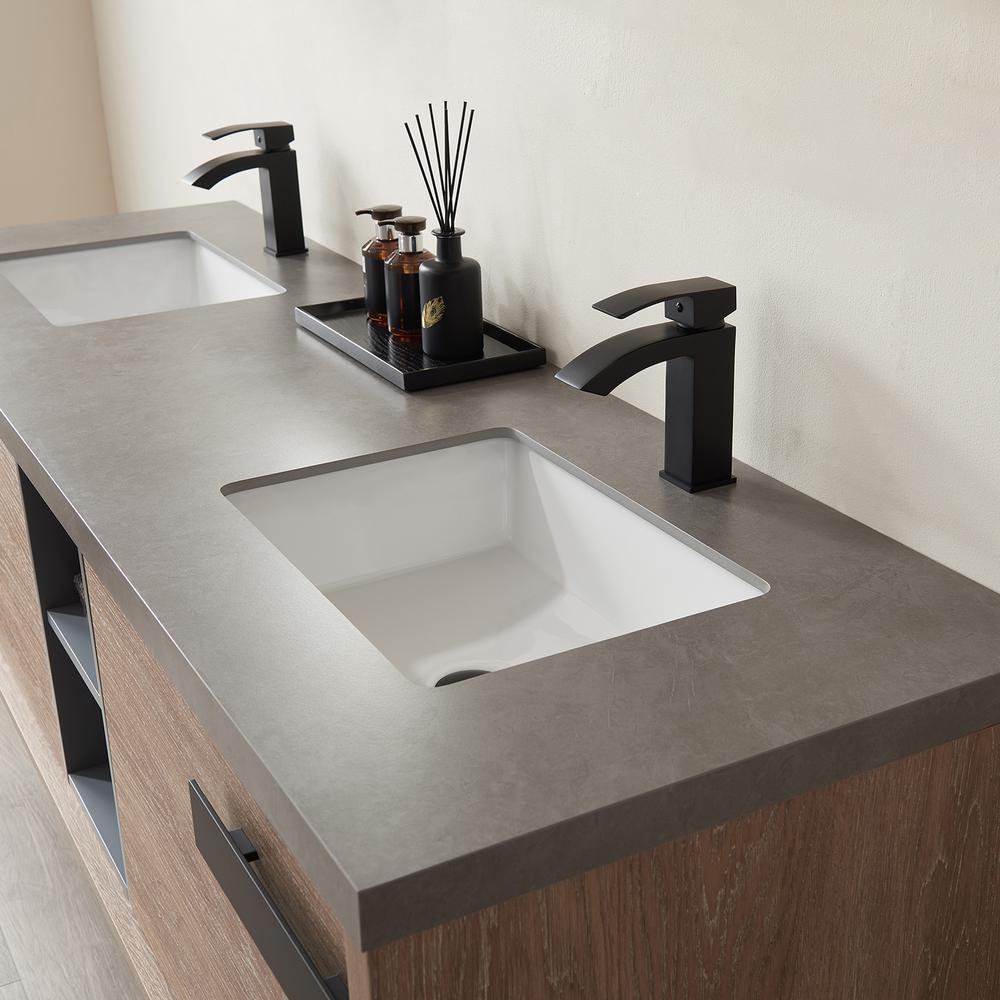 Carcastillo 72" Double Sink Bath Vanity with Grey Sintered Stone Top. Picture 8