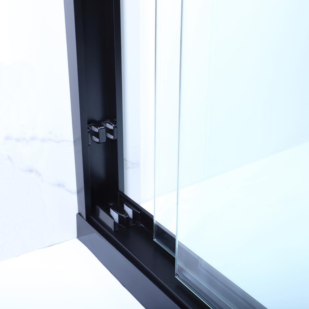 Brescia 48" W x 76" H Double Sliding Framed Shower Door in Matte Black. Picture 6