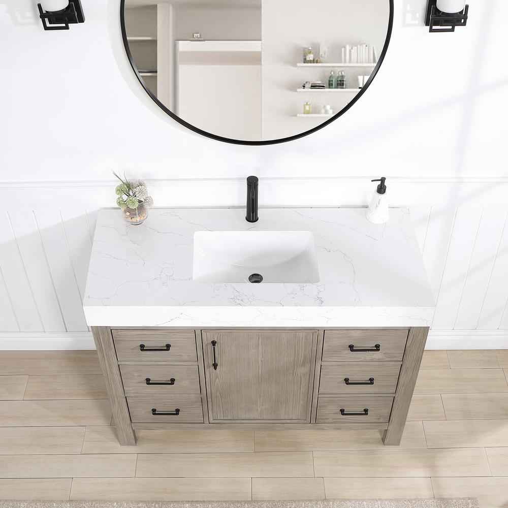 Free-standing Single Bathroom Vanity with Composite top and Mirror. Picture 5
