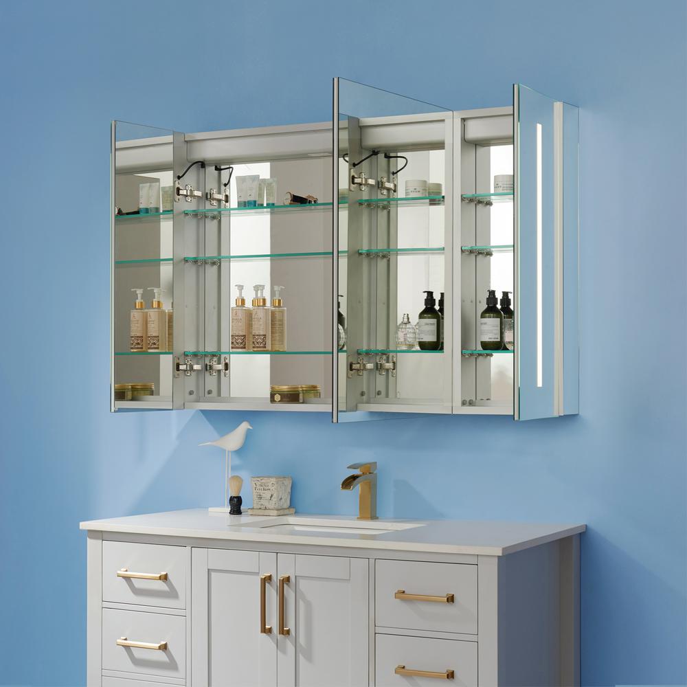 48" Rectangle Frameless Lighted Medicine Cabinet Wall Mounted Mirror. Picture 4