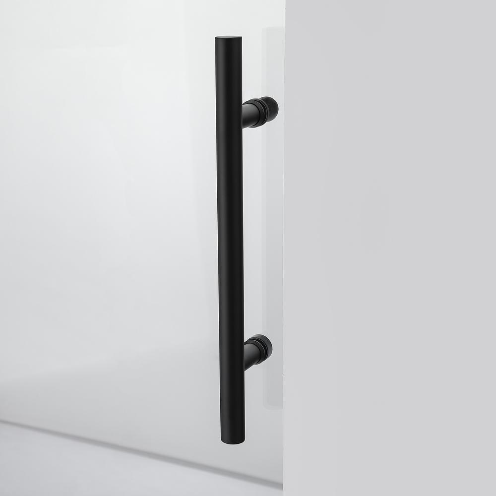 Villena 60" W x 78" H Single Sliding Frameless Shower Door in Matte Black. Picture 2