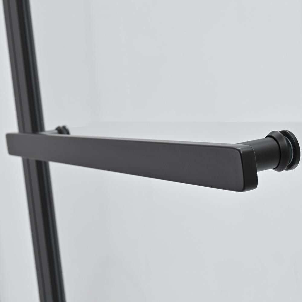 Canteras 39" x 55" H Hinged Frameless Tub Door in Matte Black. Picture 6