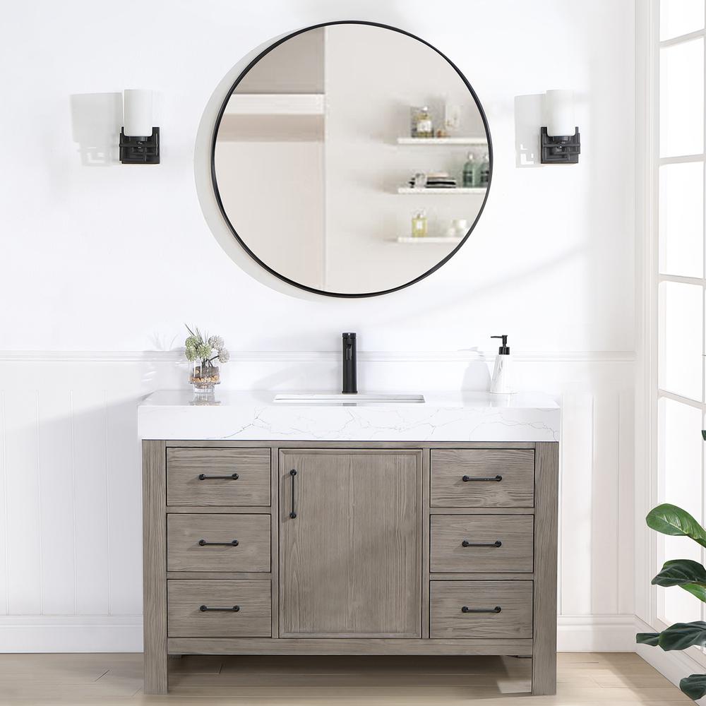 Free-standing Single Bathroom Vanity with Composite top and Mirror. Picture 10