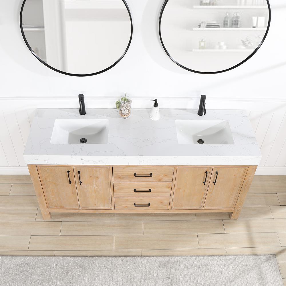 Free-standing Double Bathroom Vanity with Composite top and Mirror. Picture 5