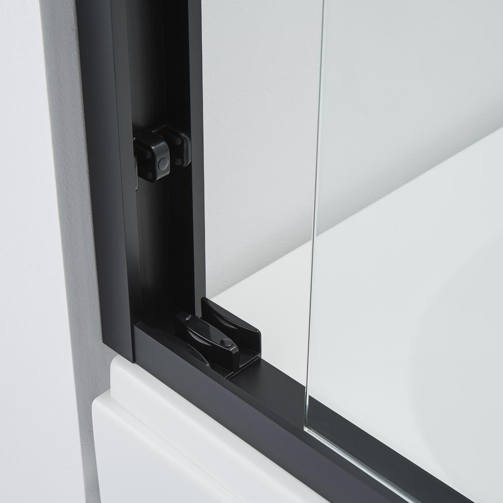 Brescia 60" W x 76" H Double Sliding Framed Shower Door in Matte Black. Picture 5