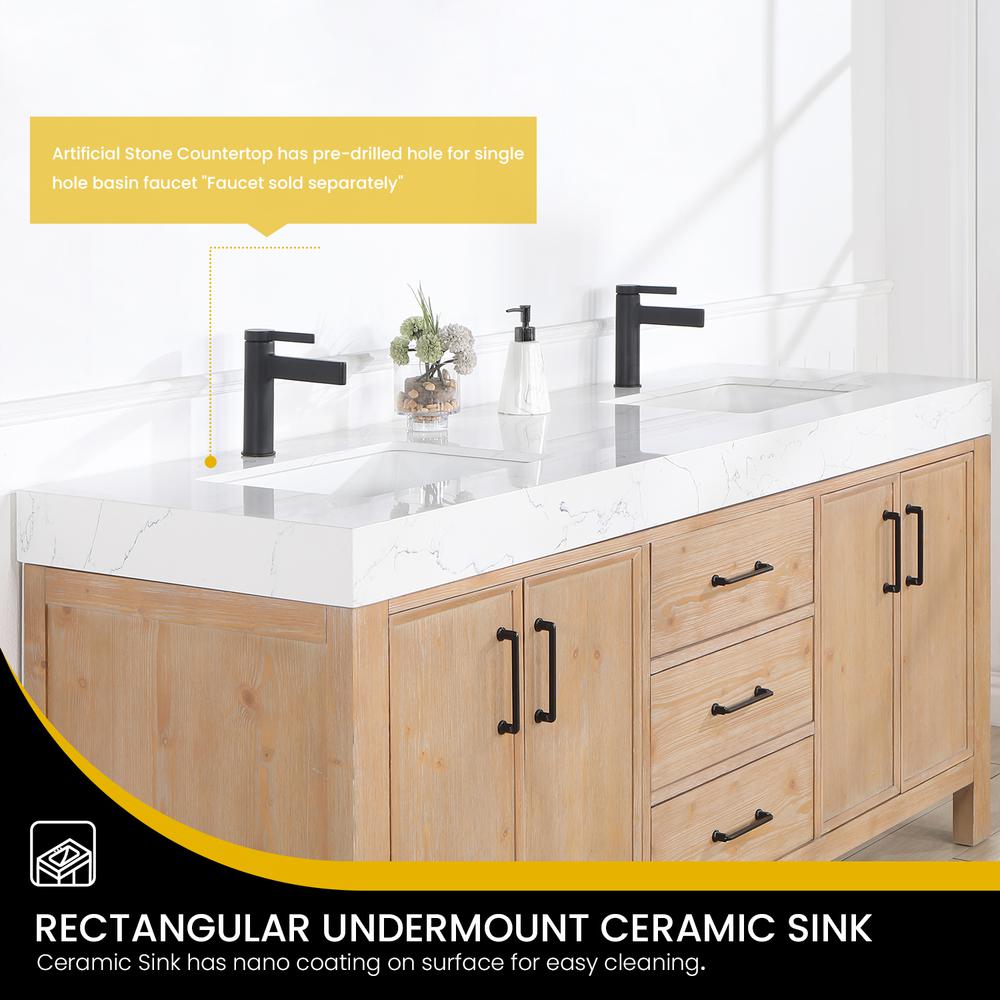 Free-standing Double Bathroom Vanity with Composite top and Mirror. Picture 6