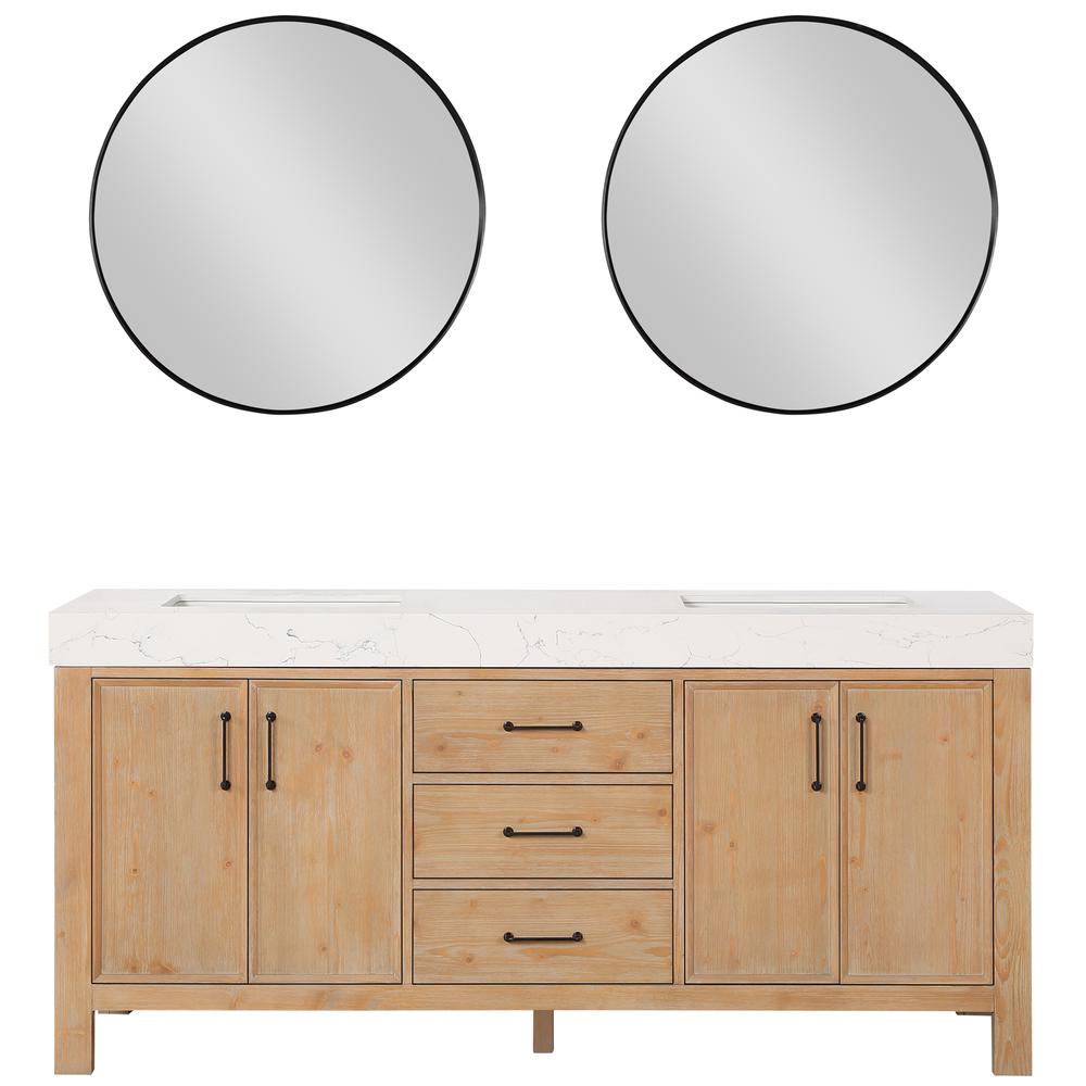 Free-standing Double Bathroom Vanity with Composite top and Mirror. Picture 1