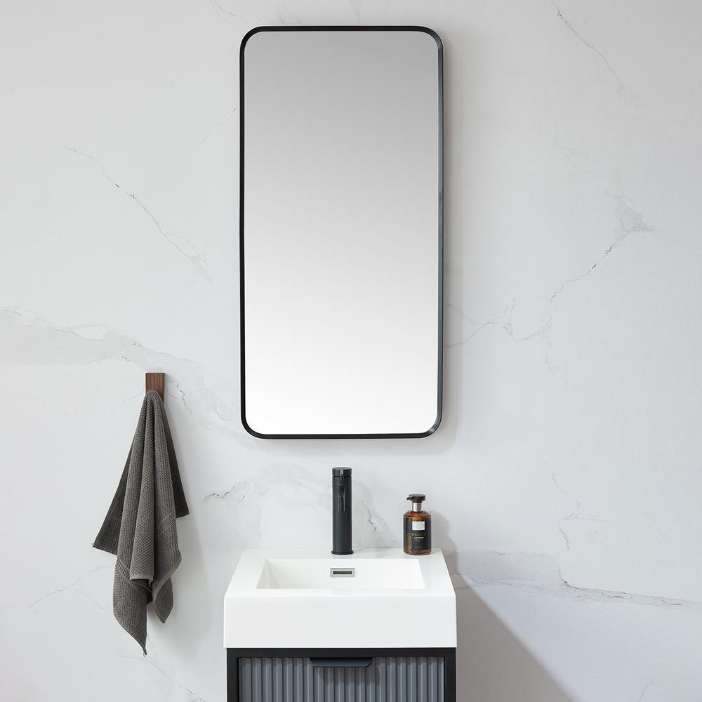 Mutriku 18 in. W x 36 in. H Rectangle Metal Wall Mirror in Brushed Black. Picture 3