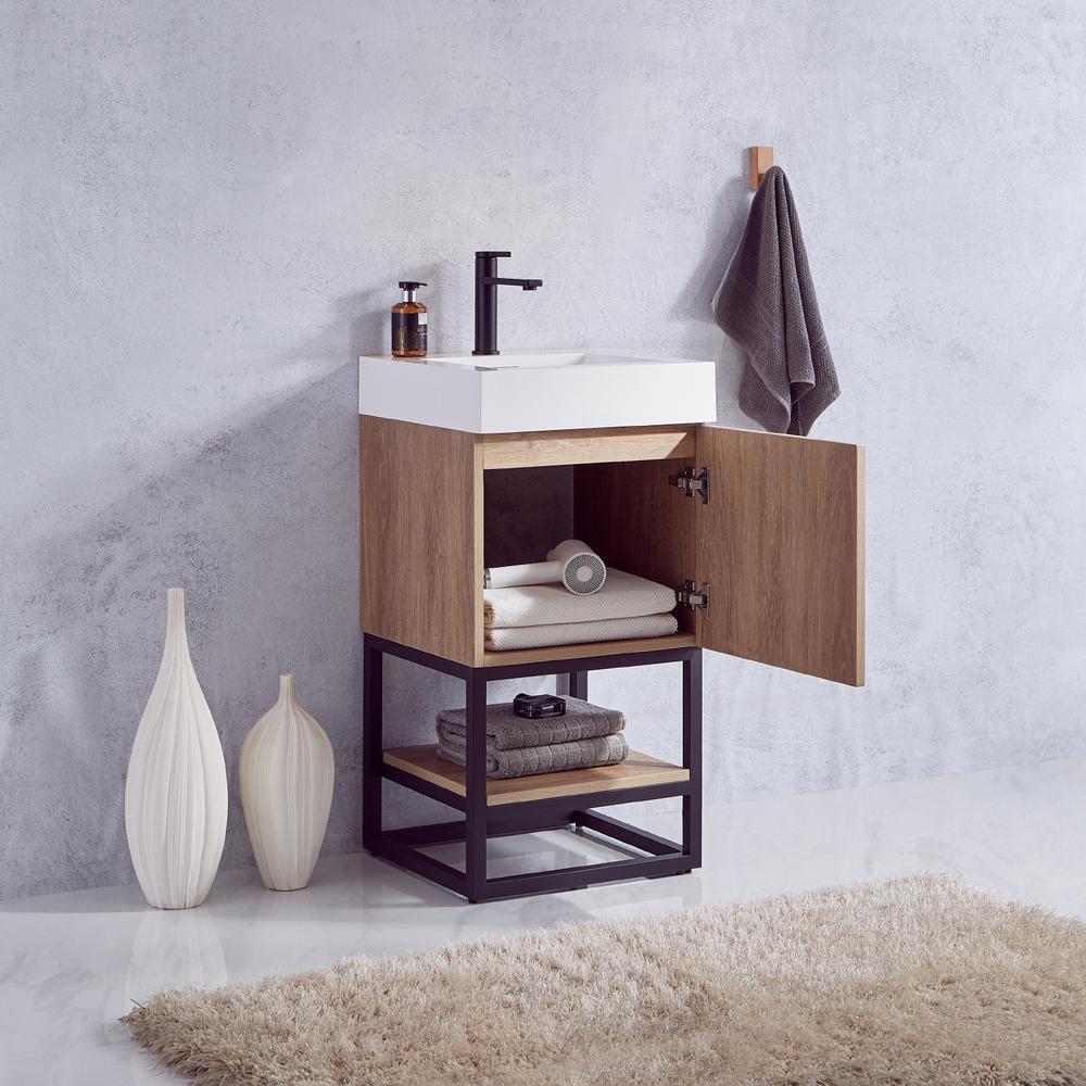 18B" Single Sink Bath Vanity with White Grain Stone Countertop. Picture 9