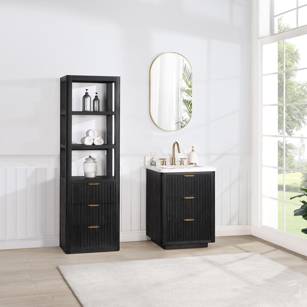 Black Storage Cabinet with 3 Drawers 3 Shelves for Bathroom and Living Room. Picture 12