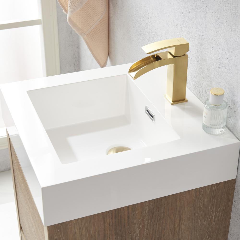 Single Sink Bath Vanity with White Composite Integral Square Sink Top. Picture 3