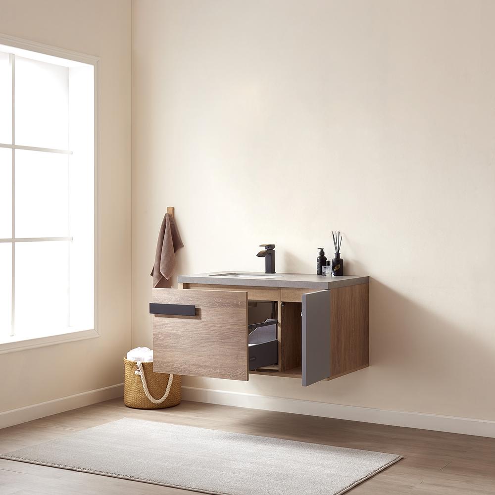 Carcastillo 40" Single Sink Bath Vanity with Grey Sintered Stone Top. Picture 6